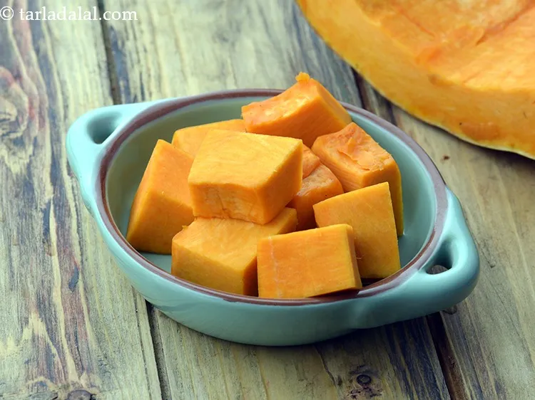 Step 10 – To make pumpkin cubes, use a sharp knife to carefully slice off the top and …