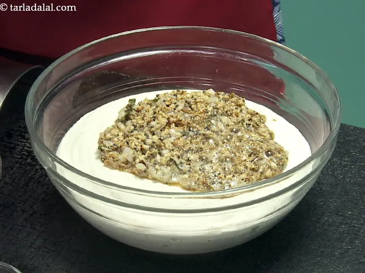 Step 22 – Add this tempering to the fermented batter and mix well.