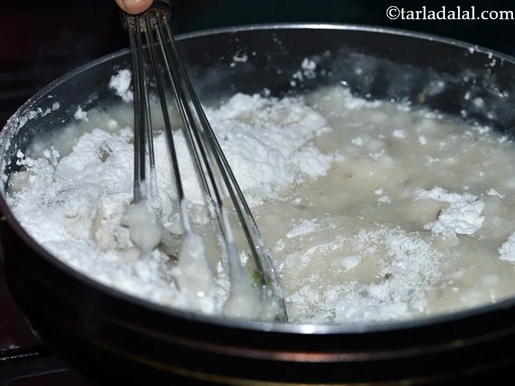 Step 8 – Add the rice flour and mix vigorously using a whisk or a flat ladle. You …