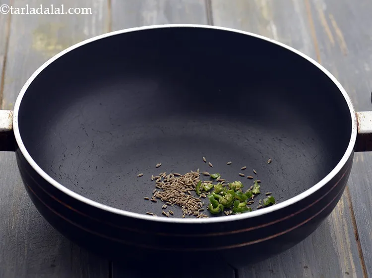 Step 3 – Add green chillies. You can add more or less chillies as per the spice level …