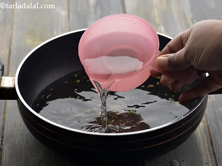 Step 5 – Pour 4 cups of water and mix well. You can even put some fresh coriander …