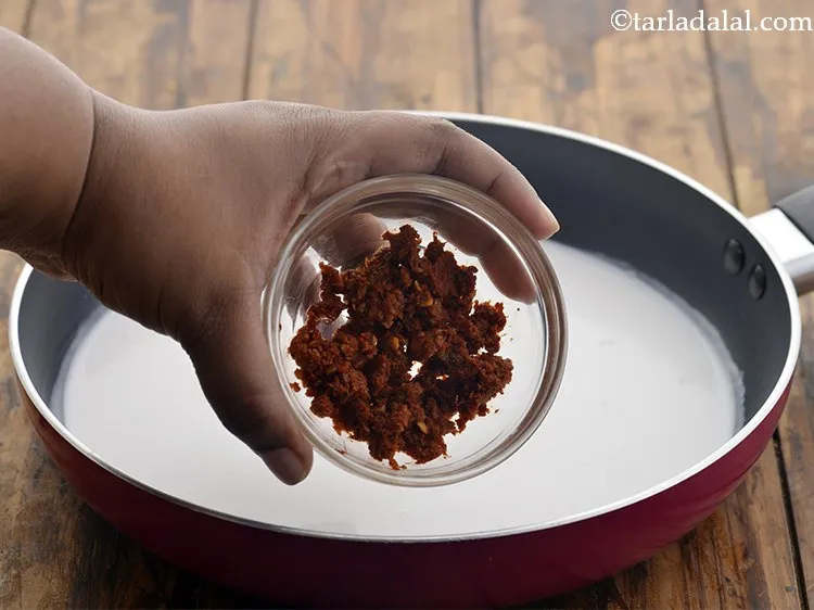 Step 20 – Next, add the <a href="https://www.tarladalal.com/Thai-Red-Curry-Paste--Homemade-Vegetarian-Red-Curry-Paste-425r" target="_blank">red curry paste</a>. Check out our recipe for&nbsp;with detailed step …