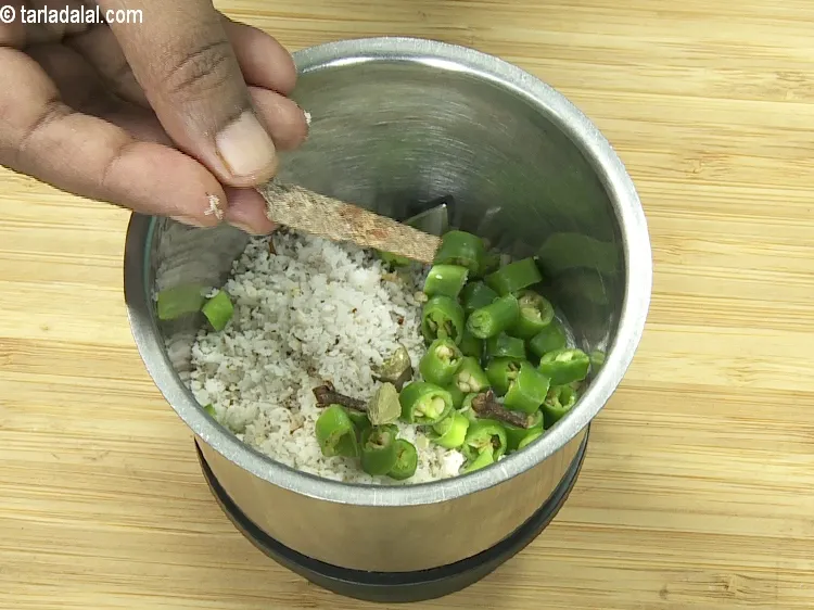 Step 6 – Add&nbsp;1&nbsp;small stick&nbsp;<a href="https://tarladalal.com/glossary-cinnamon-dalchini-346i">cinnamon (dalchini)</a>.