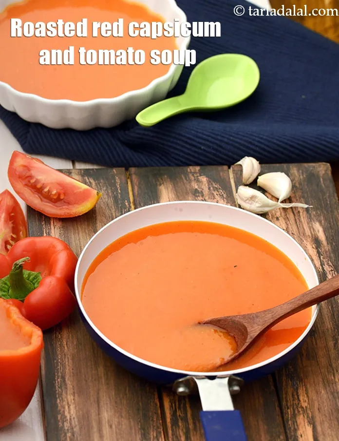 Step 29 – Serve hot.&nbsp;<strong>Roasted capsicum soup, Roasted red capsicum and tomato soup.</strong>