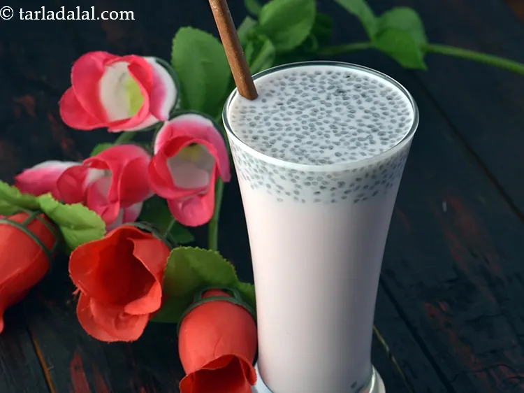 Step 14 – Serve<strong> rose milk recipe | rose milk with sabza seeds | easy Indian summer cooler …