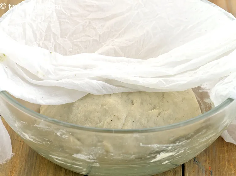 Step 17 – Cover it with a damp muslin cloth and keep aside in a warm place for …