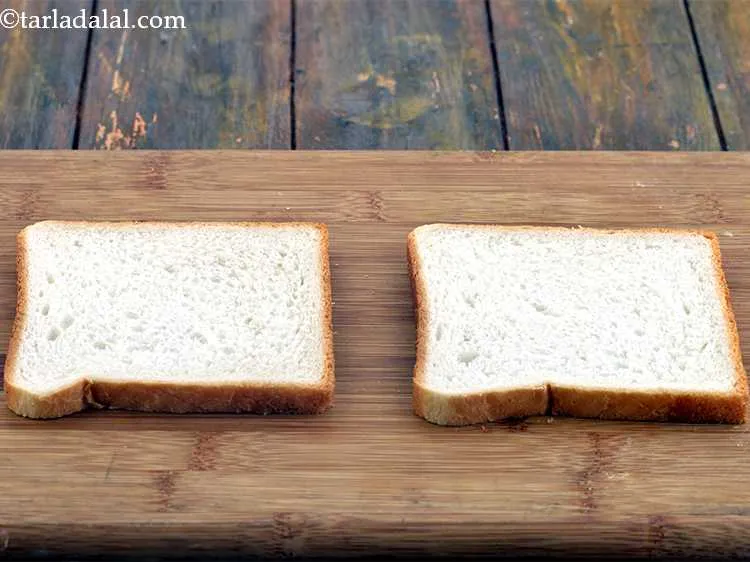 Step 12 – Place 2 bread slices on a clean, dry surface.