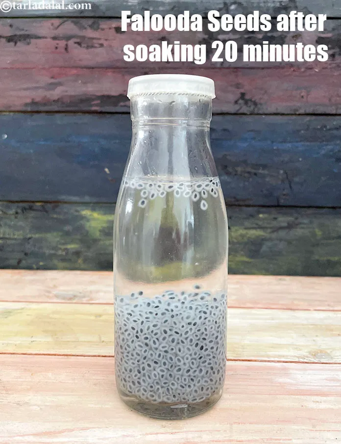 Step 14 – Image 2&nbsp;: falooda seeds after soaking for 20 minutes.