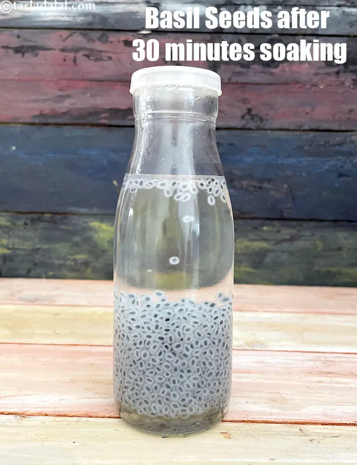 Step 15 – Image 3&nbsp;: falooda seeds after soaking for 30 minutes.