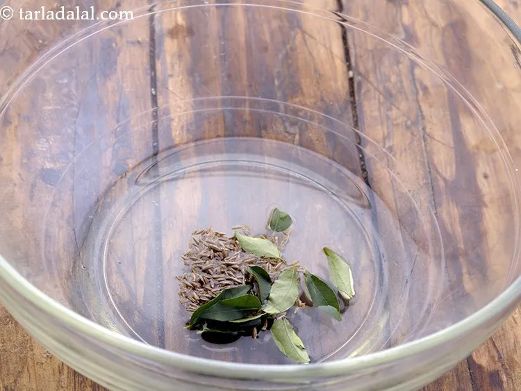 Step 11 – Add curry leaves in a microwave safe bowl&nbsp;
