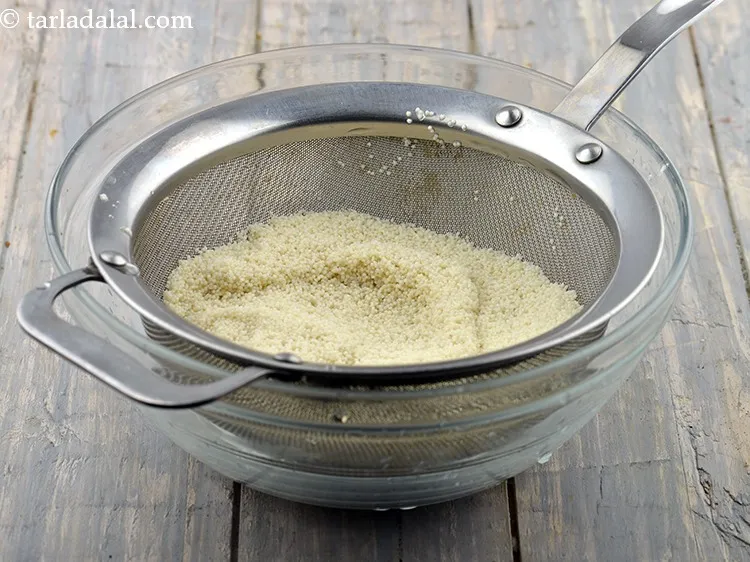 Step 7 – Strain using a strainer and keep aside.