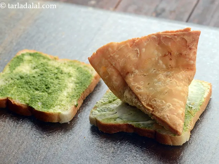 Step 14 – Place samosa on the bread slice with mayonnaise. We have a detailed recipe with step …