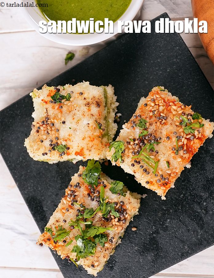 Step 36 – Serve the<strong> stuffed rava dhoklas</strong> immediately.