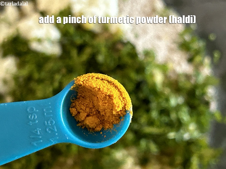 Step 15 – Add&nbsp;<meta charset="UTF-8" />a pinch of&nbsp;<a href="glossary-turmeric-powder-haldi-645i">turmeric powder (haldi)</a>.&nbsp;Turmeric has a warm, earthy flavor that can …