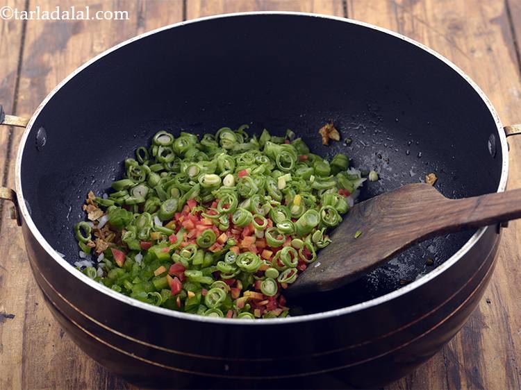 Step 35 – Add the carrot and French beans. Make sure they are chopped really finely as we …