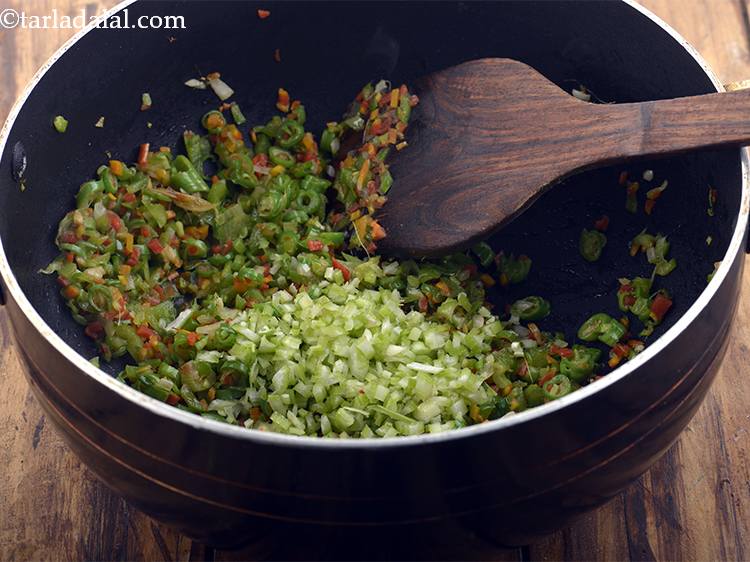 Step 21 – Add the celery. Though celery added here is less in quantity, it is important to …