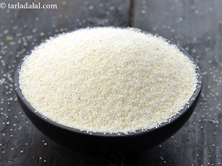 Step 6 – Add 1/2 cup&nbsp;<a href="https://www.tarladalal.com/glossary-semolina-sooji-rava-rawa-603i">semolina (rava / sooji)</a>.