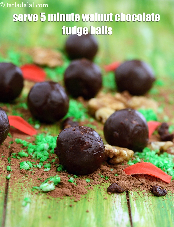 Step 14 – Serve <strong>chocolate walnut fudge balls recipe | 5 minute walnut chocolate fudge balls | eggless …