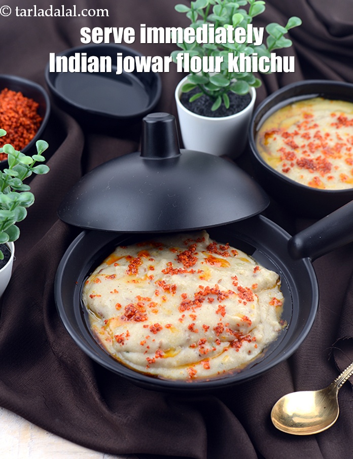 Step 15 – Serve <strong>Jowar khichu recipe | Indian jowar flour khichu | Gujarati jowar nu khichu | …