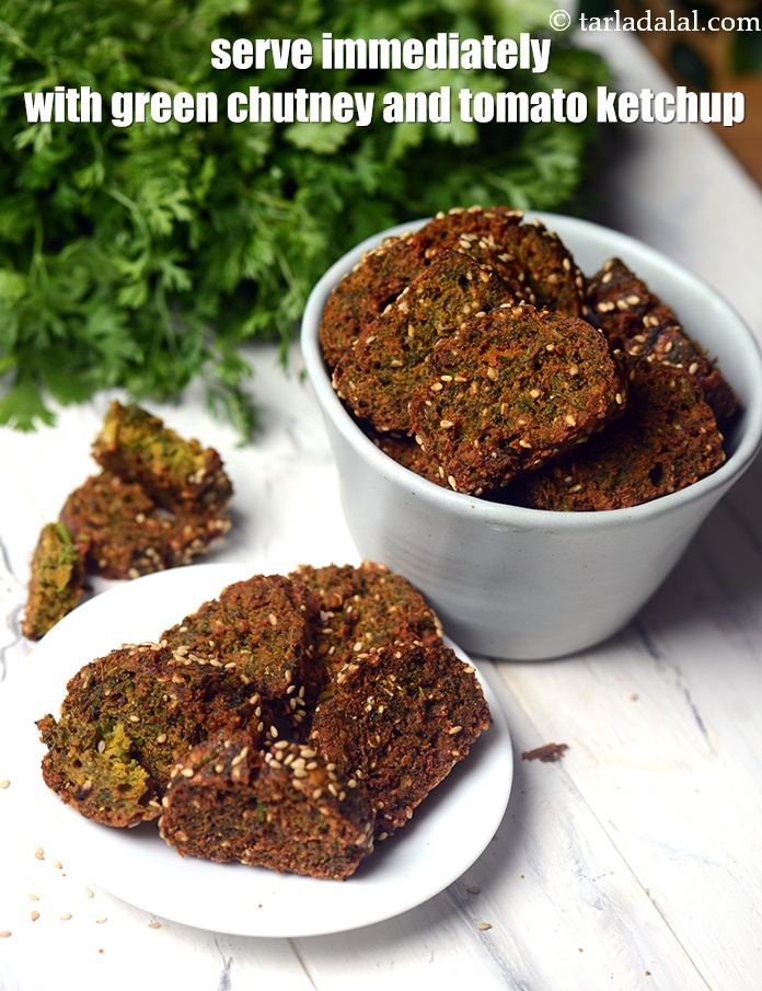 Step 30 – Serve&nbsp;<strong>kothimbir vadi recipe | Maharashtrian tea time snack | crispy Indian kothimbir vadi |</strong>&nbsp;immediately with …