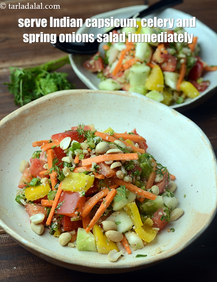 Step 24 – Serve <strong>red and green salad | Indian capsicum, celery and spring onions salad | healthy …