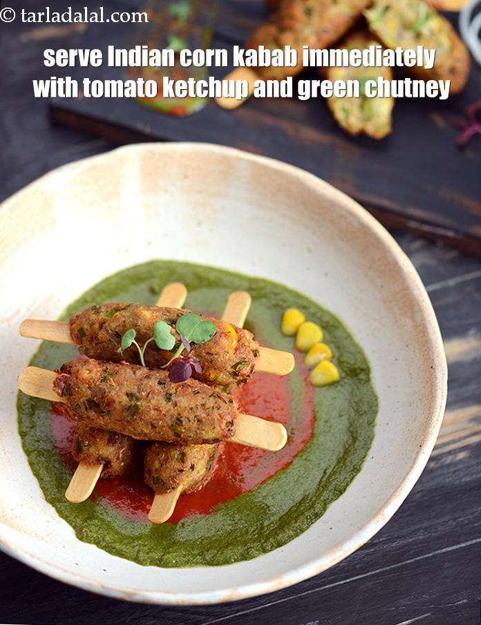 Step 24 – Serve <strong>corn kebab recipe | Indian corn kabab | potato corn kebab | makai kebab …