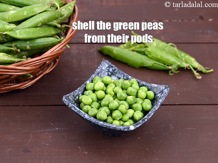 Step 2 – Shell the green peas from their pods.