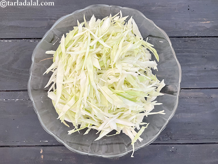 Step 4 – Cabbage can be finely shredded instead of chopped.