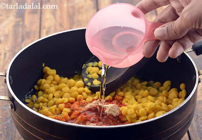 Step 16 – This is also the time to adjust the consistency of the Dal. If the dal …