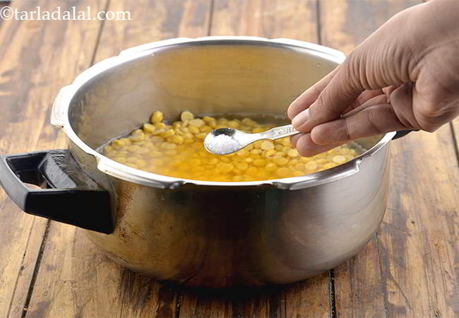 Step 6 – Finally add the salt to the dal.