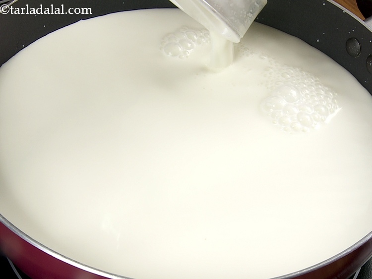 Step 2 – Pour the full fat milk in a deep non-stick pan. The important thing to remember …