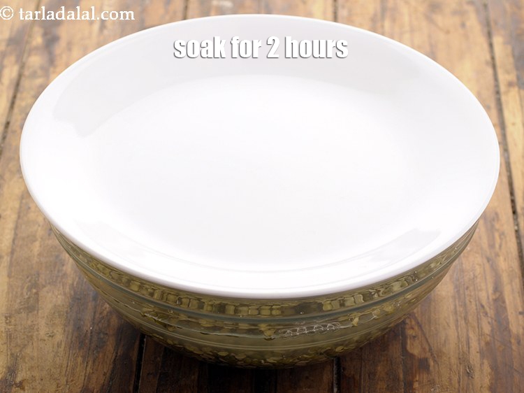 Step 7 – Cover with a lid and soak the moong dal in enough water for 2&nbsp;hours.&nbsp;