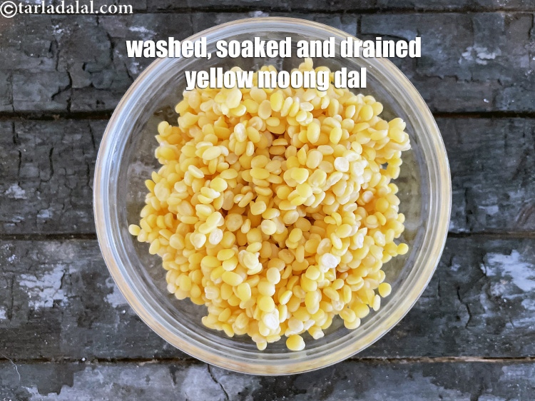 Step 9 – Keep aside washed and soaked yellow moong dal.