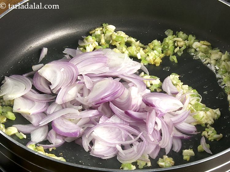 Step 15 – Add the onions.