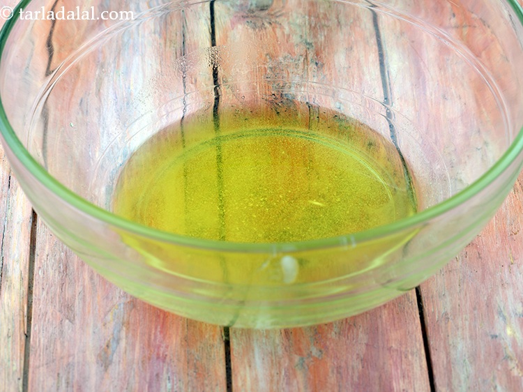 Step 18 – Then put 3 tbsp&nbsp;<a href="https://www.tarladalal.com/glossary-ghee-245i">ghee</a> in another deep microwave-safe bowl and microwave on high for …