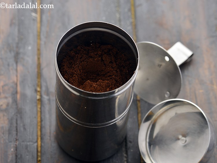 Step 14 – For making the degree coffee, put the coffee powder in the strainer of the filter …