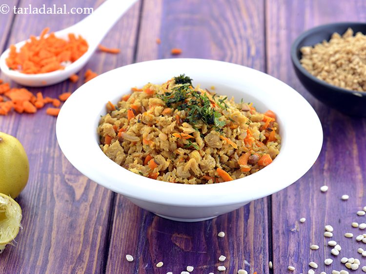 Step 22 – Serve <strong>soya upma recipe | gluten free recipe | healthy breakfast recipe | soya granule …