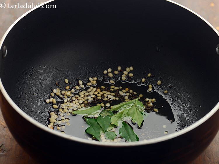 Step 4 – Once the seeds crackle, add curry leaves. It add in a distinctive flavour in the …