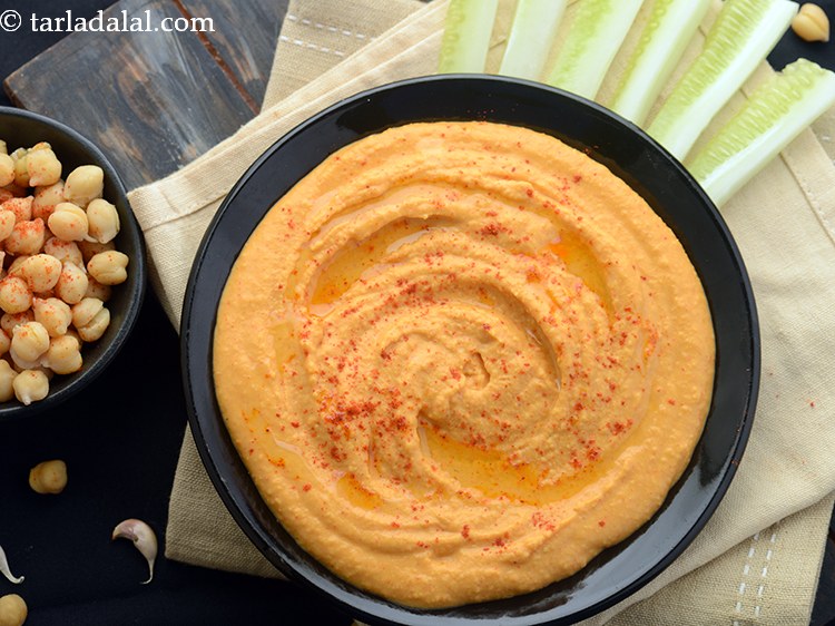 Step 17 – Drizzle olive oil over&nbsp;<strong>spicy garlic hummus | spicy garlic hummus without tahini &nbsp;| Indian style …
