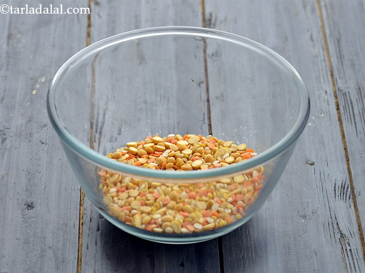 Step 2 – For preparing the <strong>spicy mixed dal</strong>, we will be using 5 varieties of dal. You …