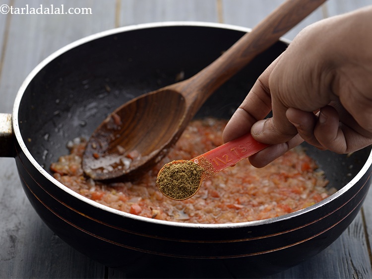 Step 22 – Add the <a href="https://www.tarladalal.com/Punjabi-Garam-Masala-1448r" target="_blank">garam masala</a>. I made a fresh batch of garam masala yesterday …