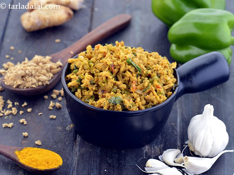 Step 25 – <strong>protein rich soya bhurji </strong>is ready for serving. Serve it immediately to enjoy its texture …