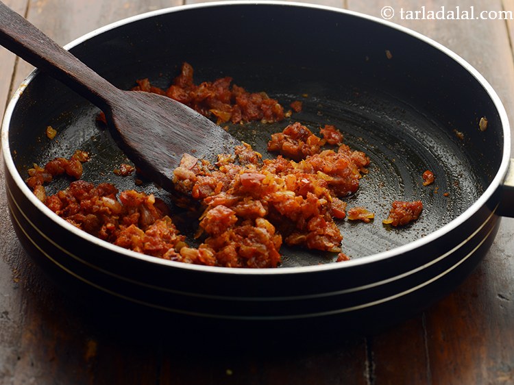 Step 16 – Mix well and saut&eacute; on a medium flame for 1 minute. Ensure the spices do …