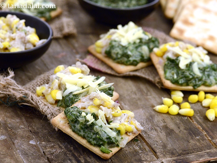 Step 35 – Serve <strong>spinach and corn crackers recipe | corn and spinach cream crackers | Indian party …