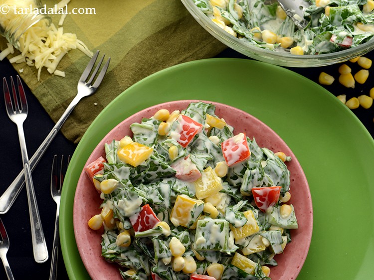 Step 12 – Refrigerate for 1 hour and serve&nbsp;<strong>spinach and corn salad in mayo cheese dressing recipe | …