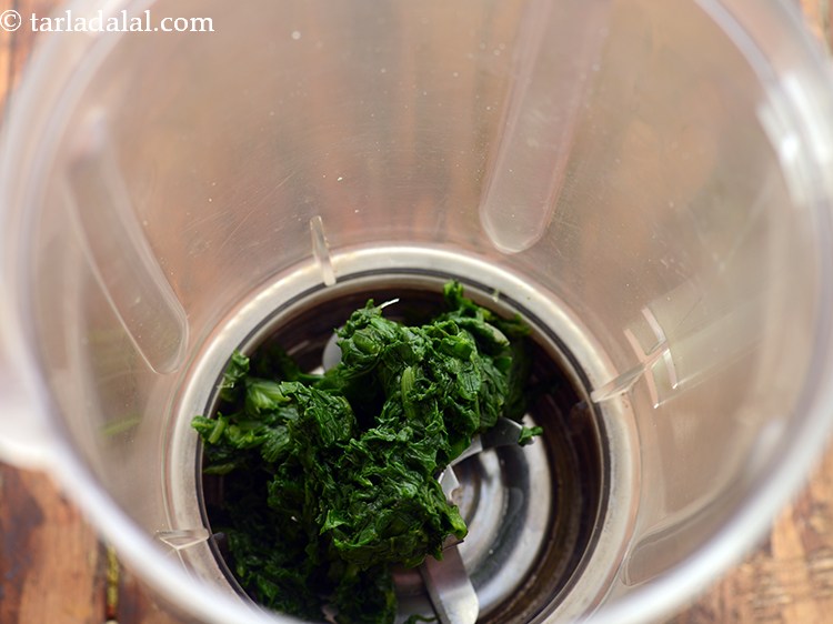 Step 9 – To start making the&nbsp;<strong>spinach hummus | healthy Indian style spinach hummus | palak hummus for …