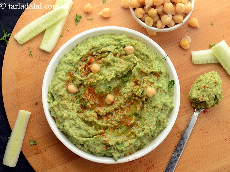 Step 20 – Serve immediately or if you wish to pack the <strong>spinach hummus</strong>, pack it in an …