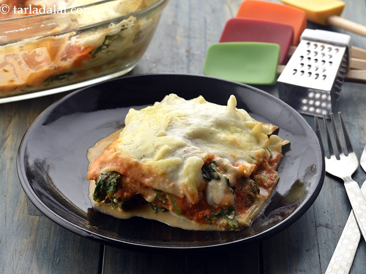 Step 65 – Serve <strong>spinach lasagna recipe | vegetarian spinach lasagna | Indian style spinach lasagna with white …