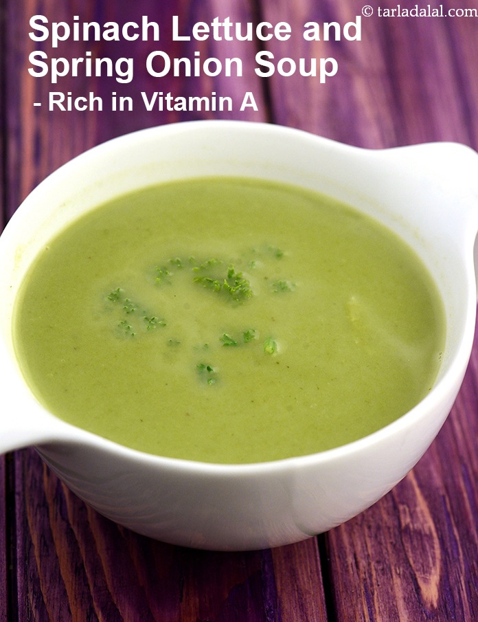 Step 24 – <strong>Spinach Lettuce and Spring Onion Soup &ndash; rich in vitamin A.</strong>