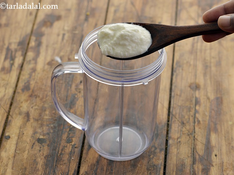 Step 18 – Now add curd to a mixer jar.&nbsp;